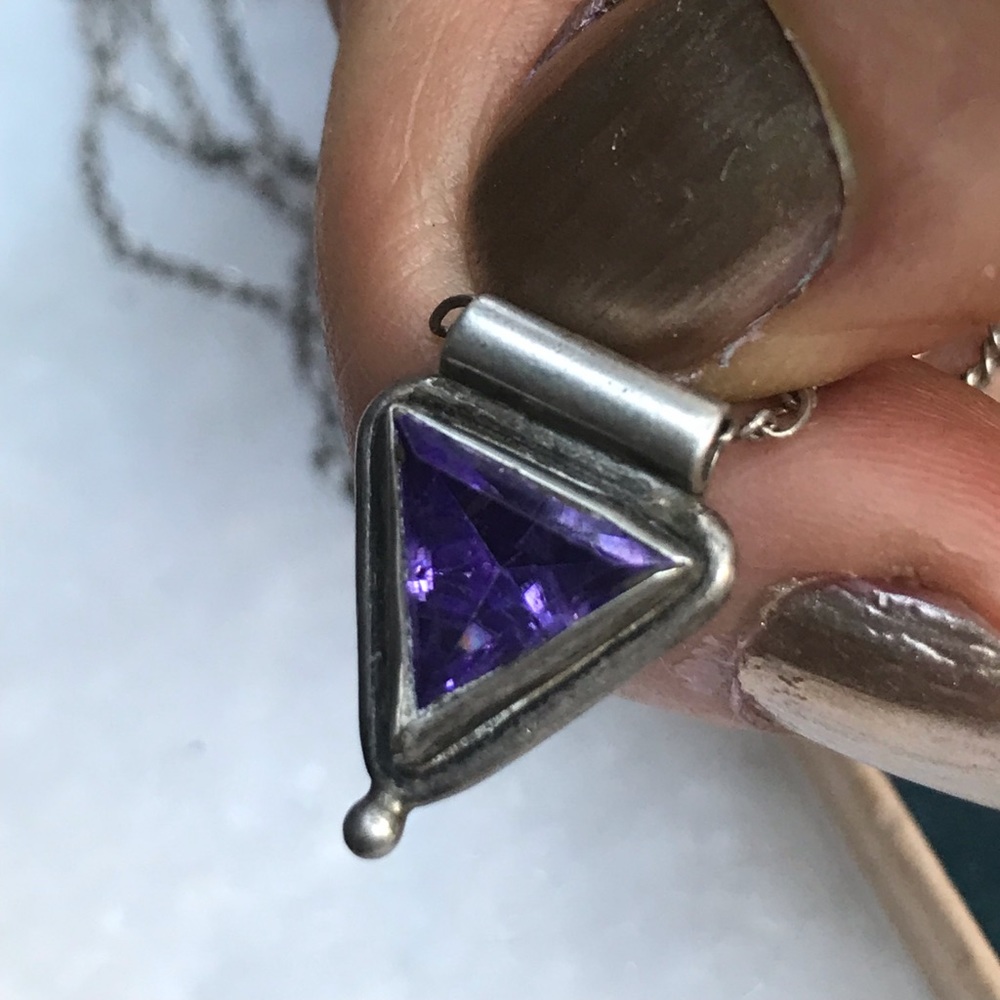 Sterling Silver Chain and Amethyst Pendant